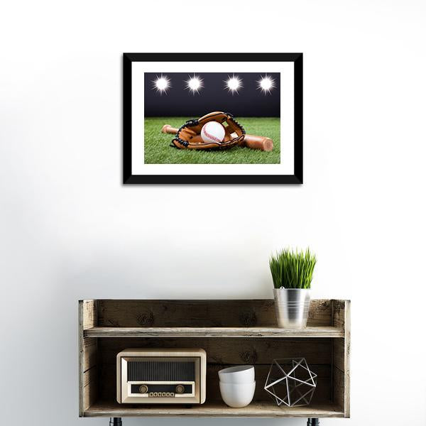 Baseball Equipment Canvas Wall Art-1 Piece-Framed Print-20" x 16"-Tiaracle