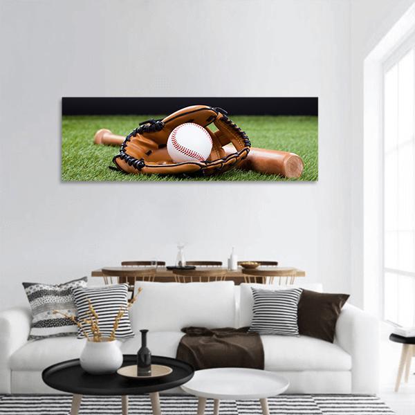 Baseball Equipment Panoramic Canvas Wall Art-1 Piece-36" x 12"-Tiaracle