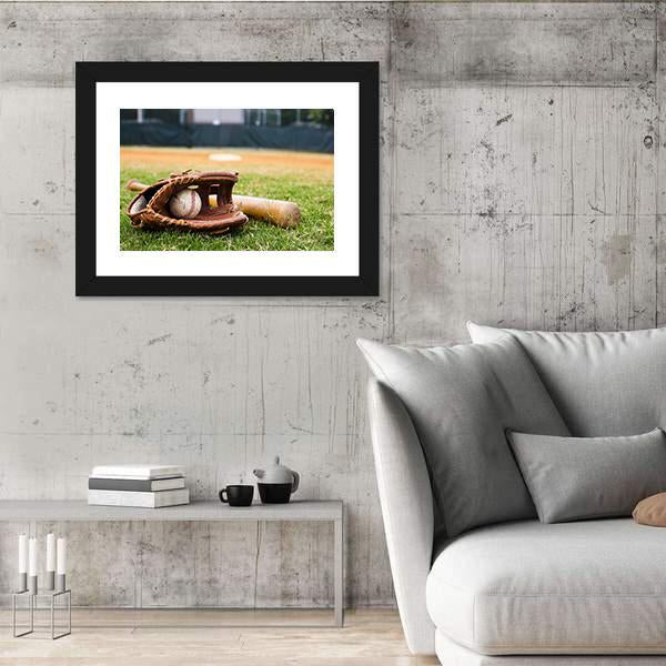 Baseball Glove & Bat Canvas Wall Art-3 Horizontal-Gallery Wrap-25" x 16"-Tiaracle
