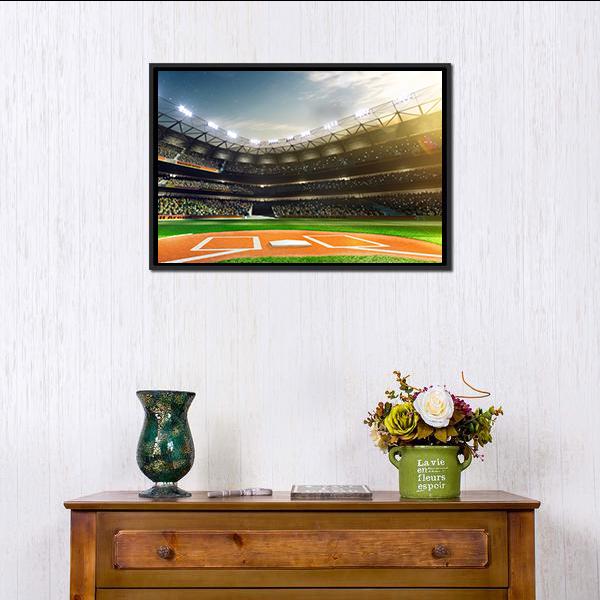 Baseball Grand Arena Canvas Wall Art-1 Piece-Floating Frame-24" x 16"-Tiaracle