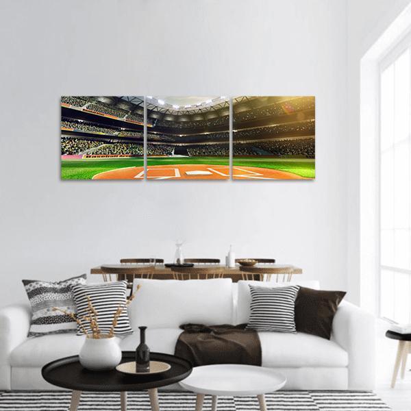 Baseball Grand Arena Panoramic Canvas Wall Art-3 Piece-25" x 08"-Tiaracle