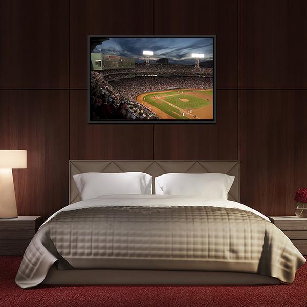 Baseball Match At Night Canvas Wall Art-3 Horizontal-Gallery Wrap-25" x 16"-Tiaracle
