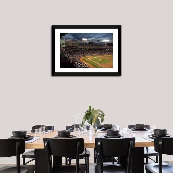 Baseball Match At Night Canvas Wall Art-3 Horizontal-Gallery Wrap-25" x 16"-Tiaracle