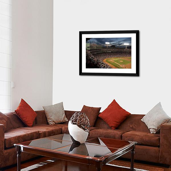 Baseball Match At Night Canvas Wall Art-3 Horizontal-Gallery Wrap-25&quot; x 16&quot;-Tiaracle
