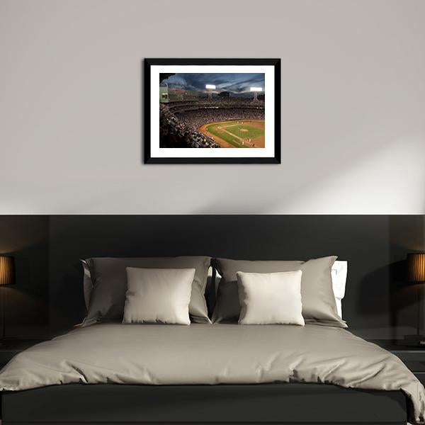 Baseball Match At Night Canvas Wall Art-3 Horizontal-Gallery Wrap-25" x 16"-Tiaracle