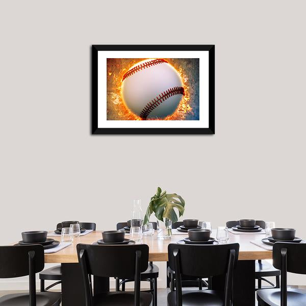 Baseball On A Fire Canvas Wall Art-5 Horizontal-Gallery Wrap-22&quot; x 12&quot;-Tiaracle