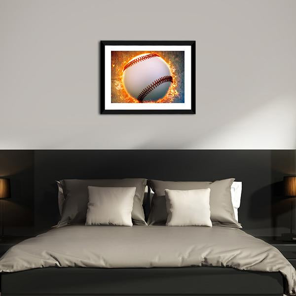 Baseball On A Fire Canvas Wall Art-5 Horizontal-Gallery Wrap-22&quot; x 12&quot;-Tiaracle
