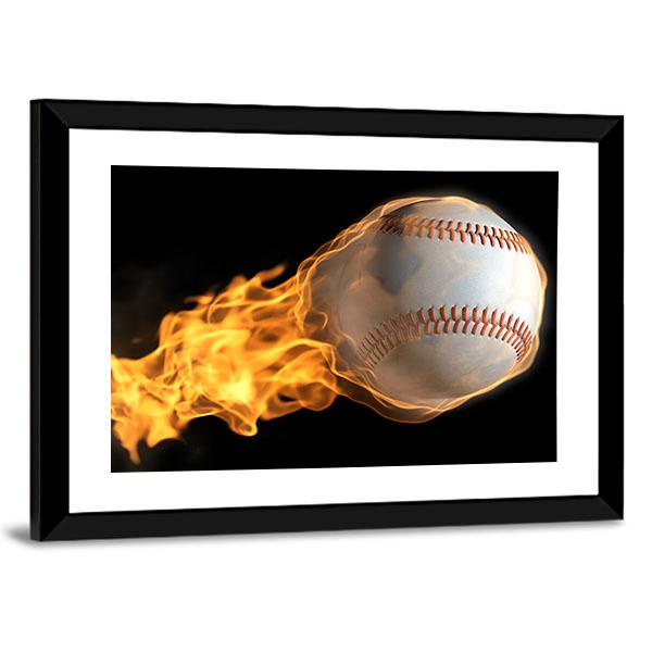 Baseball On Fire Canvas Wall Art-3 Horizontal-Gallery Wrap-25" x 16"-Tiaracle