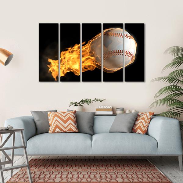 Baseball On Fire Canvas Wall Art-5 Horizontal-Gallery Wrap-22&quot; x 12&quot;-Tiaracle