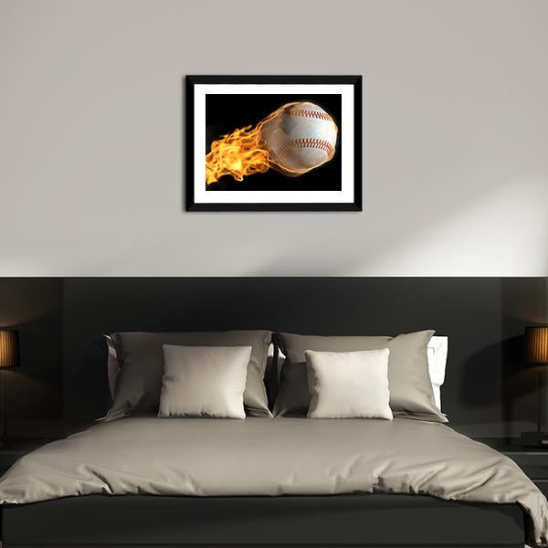 Baseball On Fire Canvas Wall Art-5 Horizontal-Gallery Wrap-22" x 12"-Tiaracle