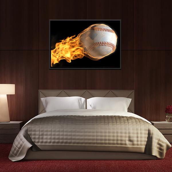 Baseball On Fire Panoramic Canvas Wall Art-1 Piece-36" x 12"-Tiaracle