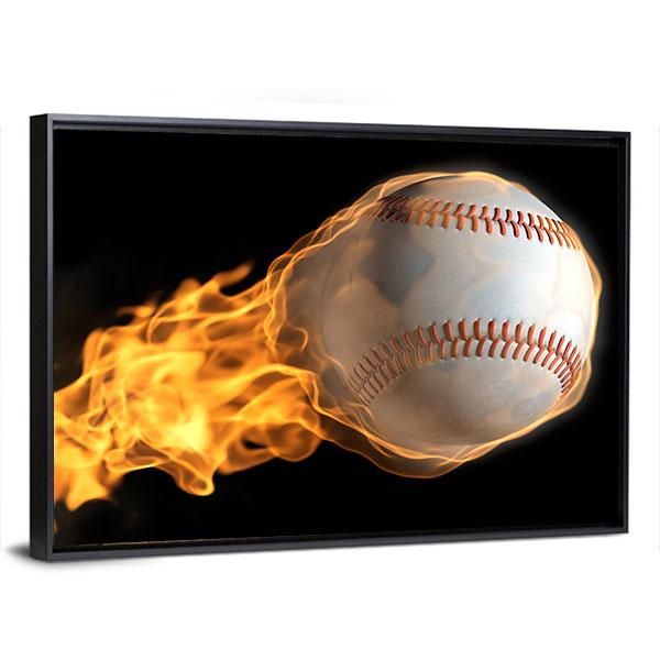 Baseball On Fire Panoramic Canvas Wall Art-1 Piece-36" x 12"-Tiaracle