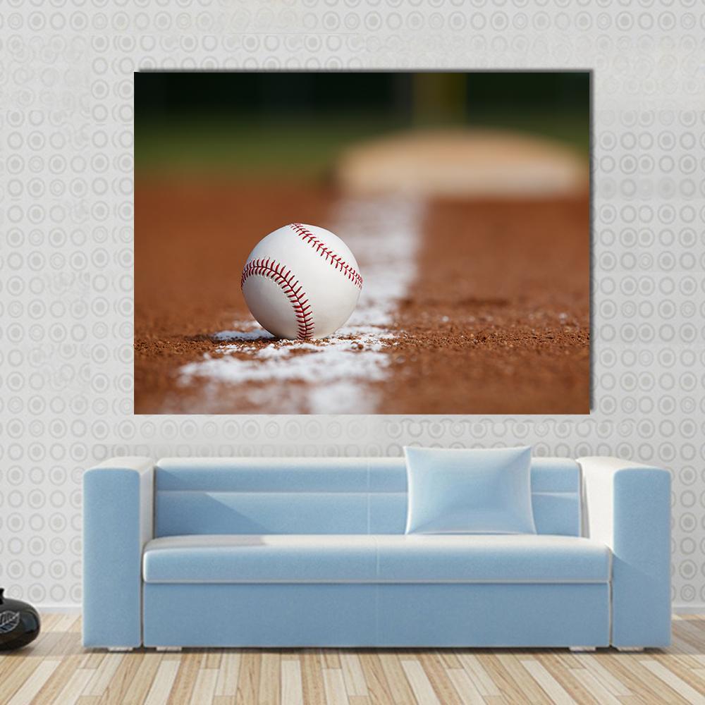 Baseball On Chalk Line Canvas Wall Art-1 Piece-Gallery Wrap-48" x 32"-Tiaracle