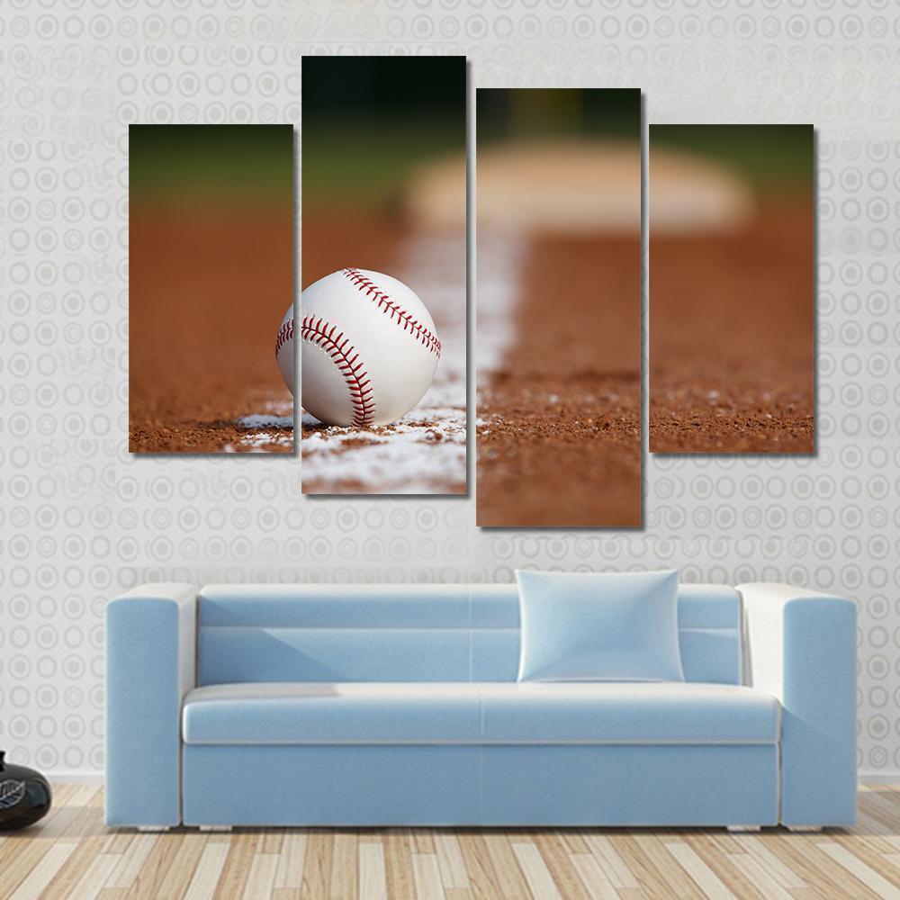 Baseball On Chalk Line Canvas Wall Art-4 Pop-Gallery Wrap-50&quot; x 32&quot;-Tiaracle
