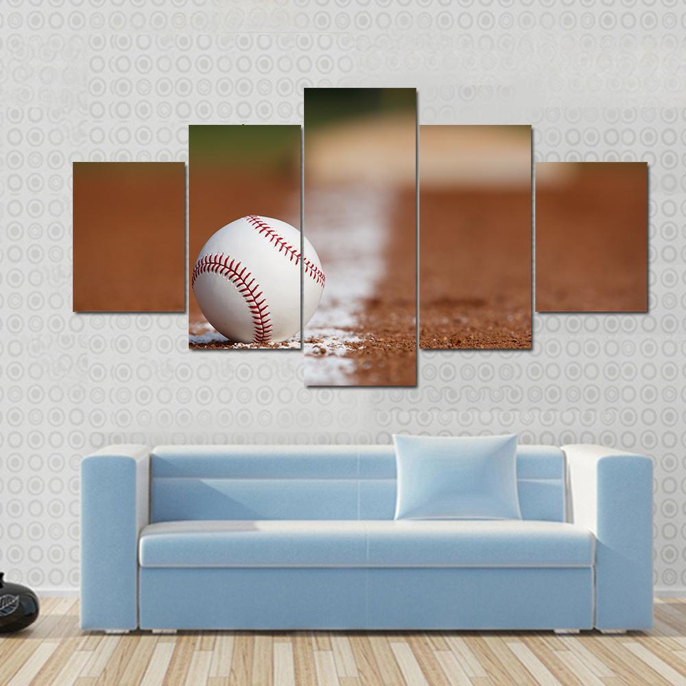 Baseball On Chalk Line Canvas Wall Art-5 Star-Gallery Wrap-62&quot; x 32&quot;-Tiaracle