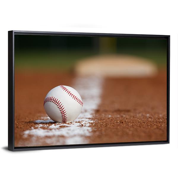 Baseball On Chalk Line Canvas Wall Art-3 Horizontal-Gallery Wrap-25" x 16"-Tiaracle