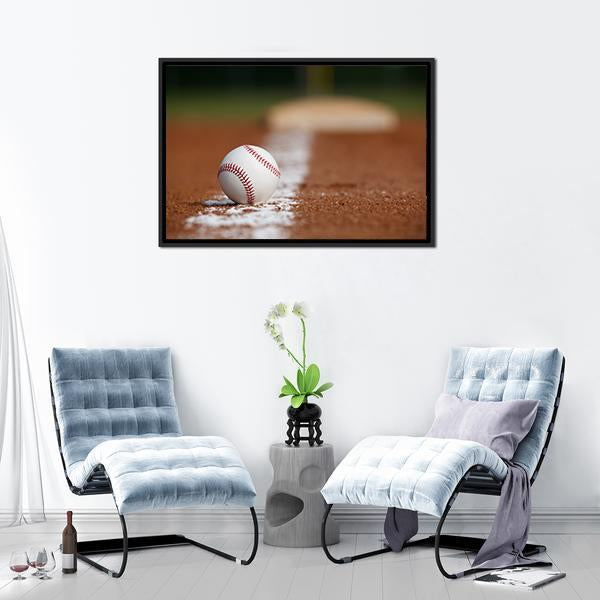 Baseball On Chalk Line Canvas Wall Art-3 Horizontal-Gallery Wrap-25" x 16"-Tiaracle