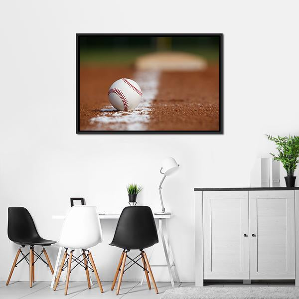 Baseball On Chalk Line Canvas Wall Art-3 Horizontal-Gallery Wrap-25" x 16"-Tiaracle