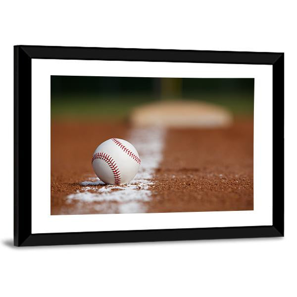 Baseball On Chalk Line Canvas Wall Art-3 Horizontal-Gallery Wrap-25" x 16"-Tiaracle