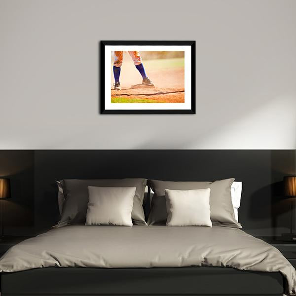 Baseball Player On Baseball Base Canvas Wall Art-3 Horizontal-Gallery Wrap-25&quot; x 16&quot;-Tiaracle