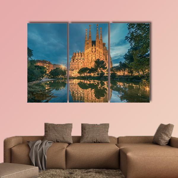 Sagrada Familia Church Canvas Wall Art-3 Horizontal-Gallery Wrap-37" x 24"-Tiaracle