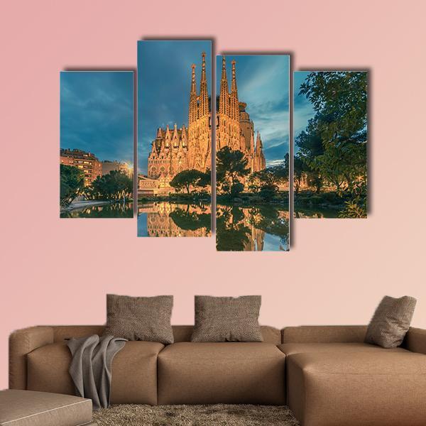 Sagrada Familia Church Canvas Wall Art-4 Pop-Gallery Wrap-50" x 32"-Tiaracle