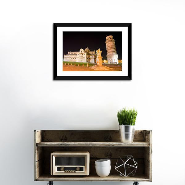 Plaza In Pisa Italy Canvas Wall Art-1 Piece-Framed Print-20" x 16"-Tiaracle
