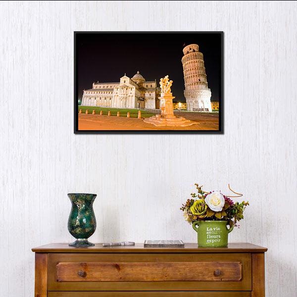 Plaza In Pisa Italy Canvas Wall Art-1 Piece-Floating Frame-24" x 16"-Tiaracle