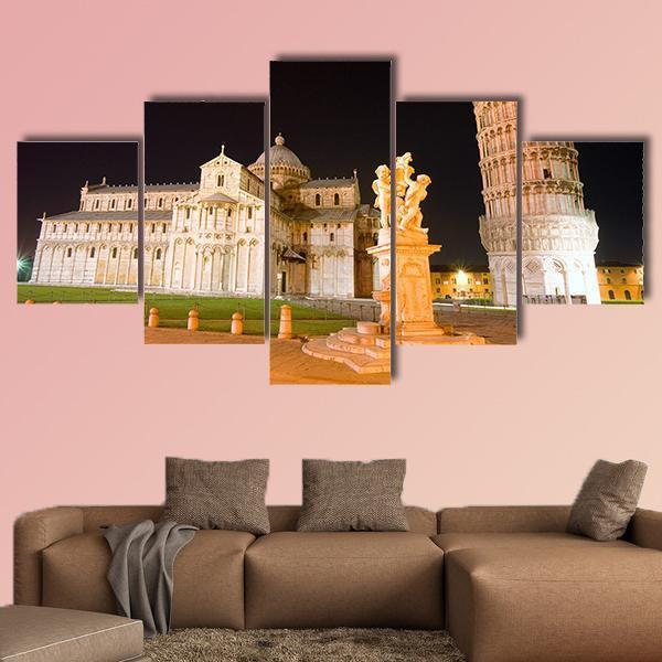 Plaza In Pisa Italy Canvas Wall Art-5 Star-Gallery Wrap-62" x 32"-Tiaracle