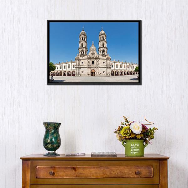 Basilica de Zapopan Canvas Wall Art-1 Piece-Floating Frame-36" x 24"-Tiaracle