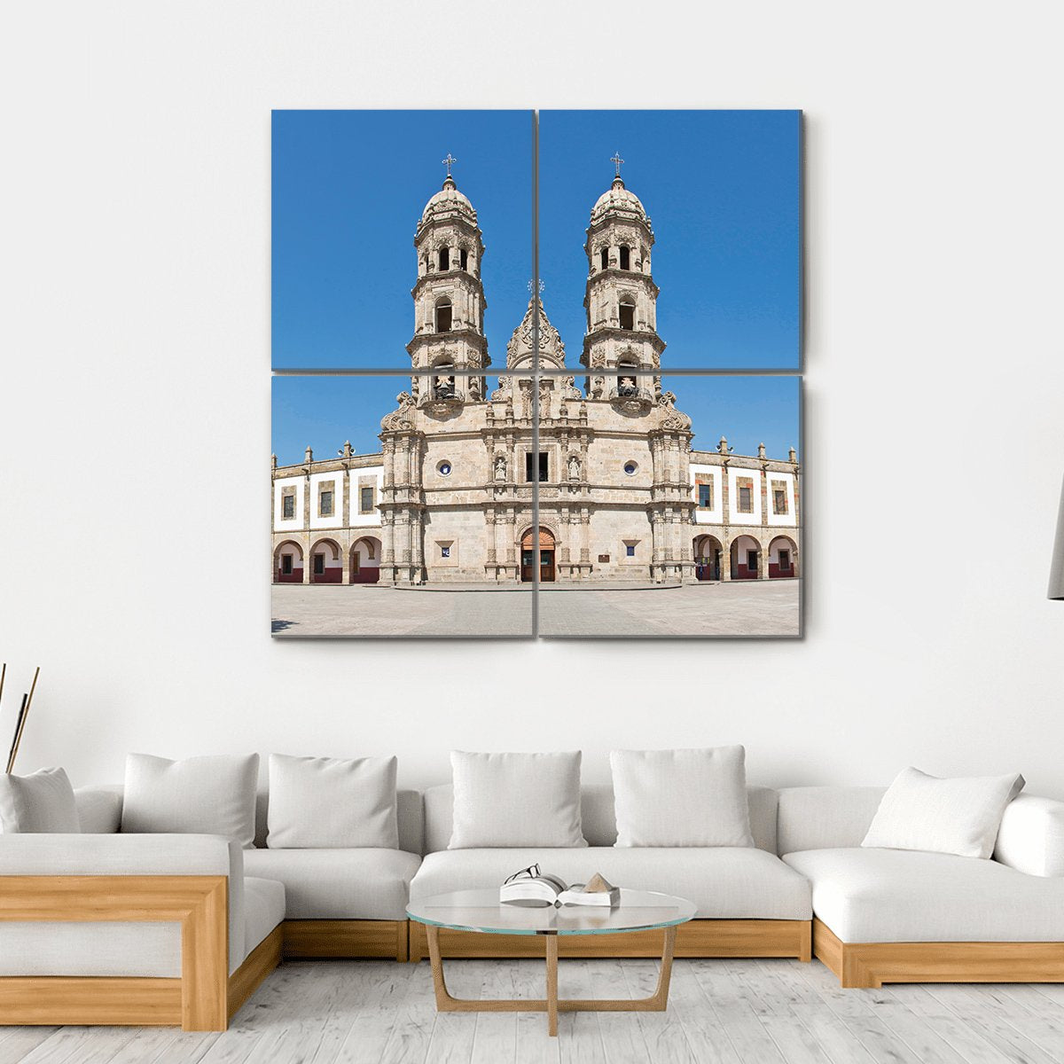 Basilica de Zapopan Canvas Wall Art-4 Square-Gallery Wrap-17" x 17"-Tiaracle