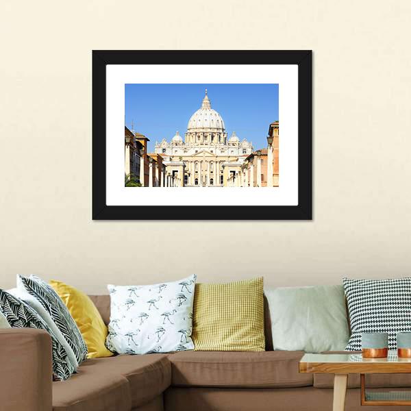 Basilica Di San Pietro Canvas Wall Art-1 Piece-Framed Print-20" x 16"-Tiaracle
