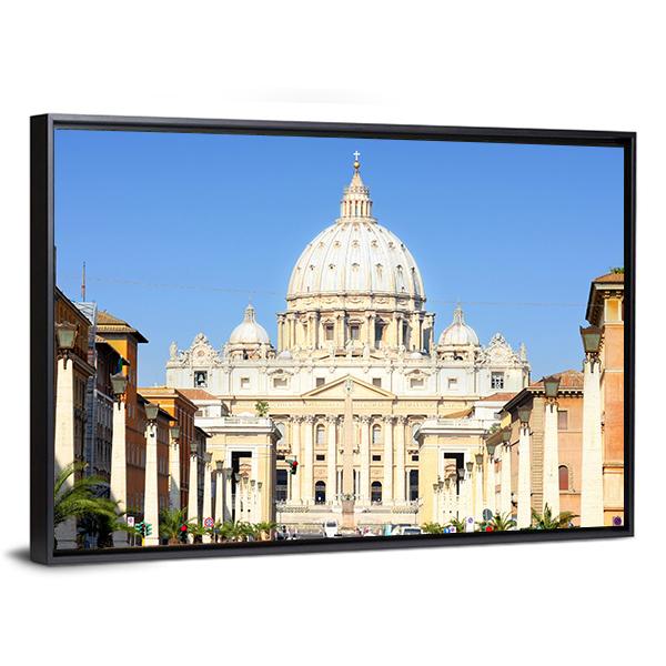 Basilica Di San Pietro Canvas Wall Art-3 Horizontal-Gallery Wrap-25" x 16"-Tiaracle