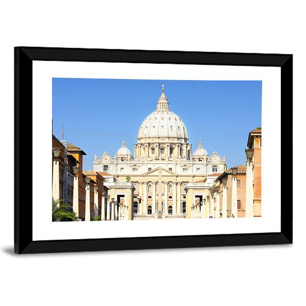 Basilica Di San Pietro Canvas Wall Art-3 Horizontal-Gallery Wrap-25" x 16"-Tiaracle