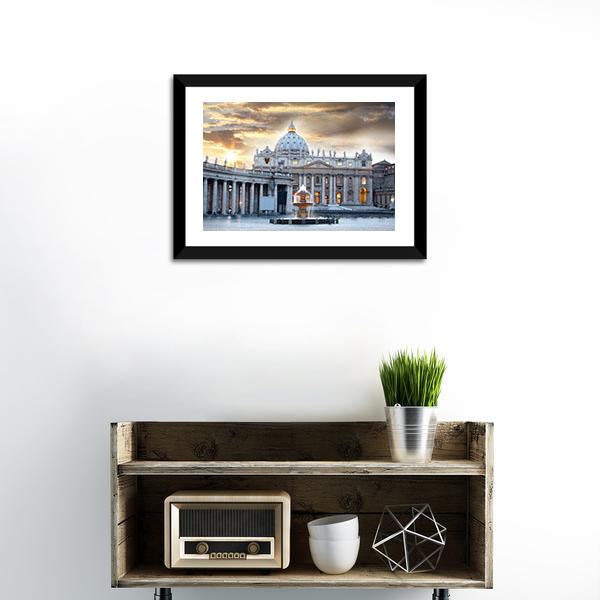 Basilica di San Pietro Italy Canvas Wall Art-1 Piece-Framed Print-30" x 20"-Tiaracle