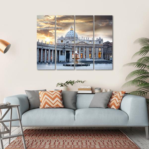 Basilica di San Pietro Italy Canvas Wall Art-4 Horizontal-Gallery Wrap-34" x 24"-Tiaracle