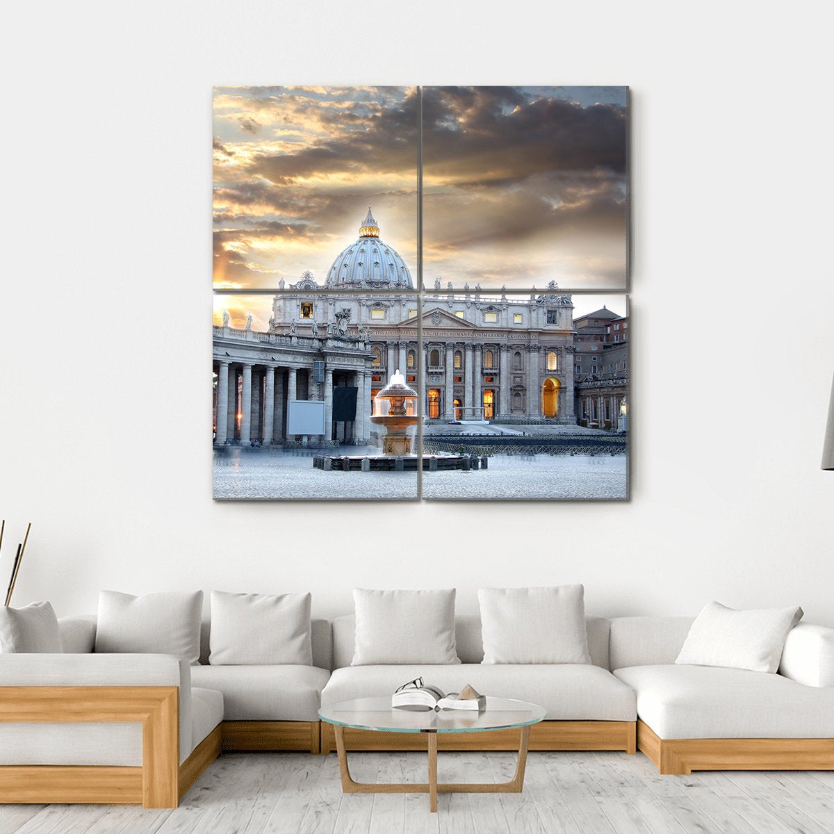 Basilica di San Pietro Italy Canvas Wall Art-4 Square-Gallery Wrap-17" x 17"-Tiaracle