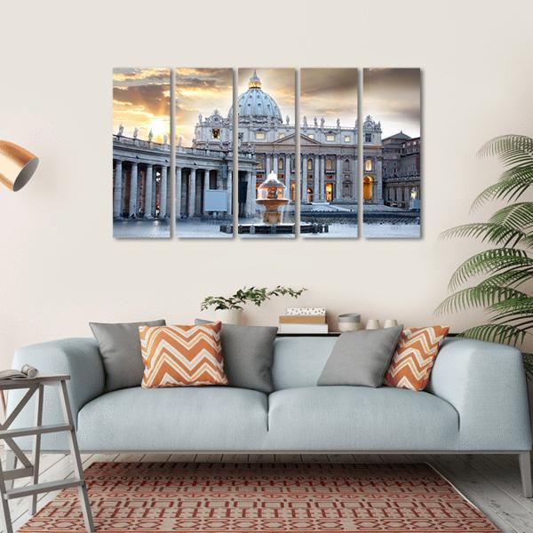Basilica di San Pietro Italy Canvas Wall Art-5 Horizontal-Gallery Wrap-22" x 12"-Tiaracle