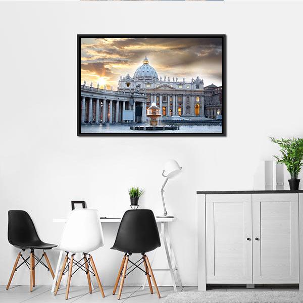 Basilica di San Pietro Italy Canvas Wall Art-5 Horizontal-Gallery Wrap-22" x 12"-Tiaracle