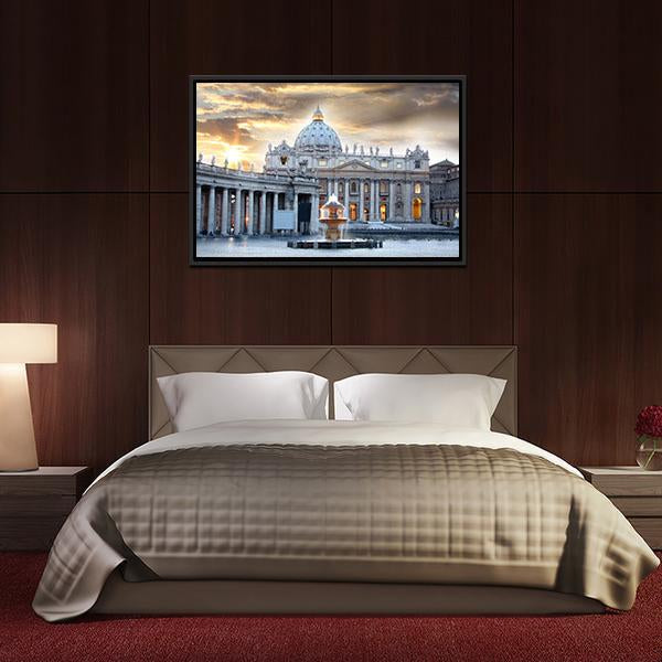 Basilica di San Pietro Italy Canvas Wall Art-5 Horizontal-Gallery Wrap-22" x 12"-Tiaracle