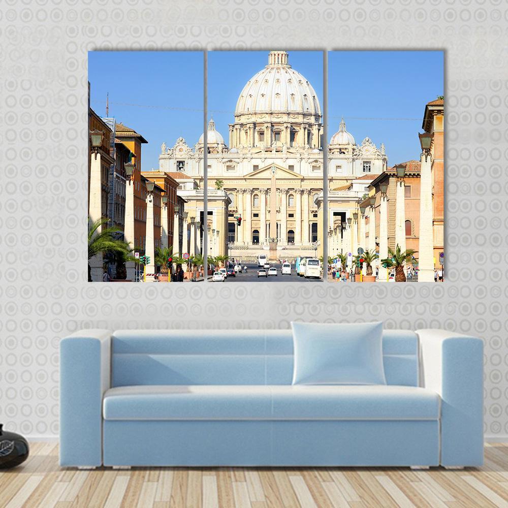 Basilica Di San Pietro Canvas Wall Art-3 Horizontal-Gallery Wrap-37" x 24"-Tiaracle