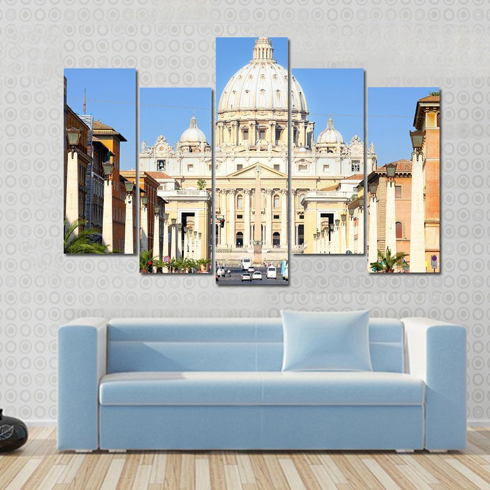 Basilica Di San Pietro Canvas Wall Art-5 Pop-Gallery Wrap-47" x 32"-Tiaracle