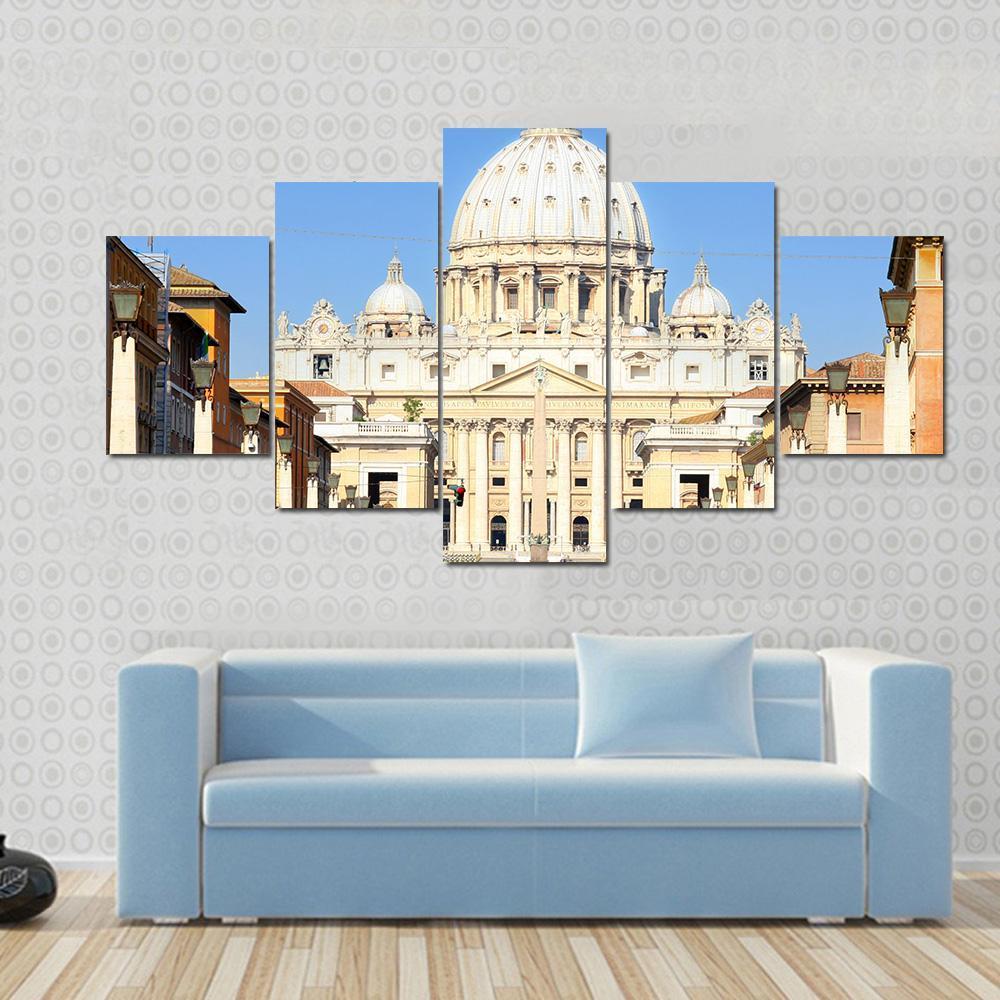 Basilica Di San Pietro Canvas Wall Art-5 Star-Gallery Wrap-62" x 32"-Tiaracle