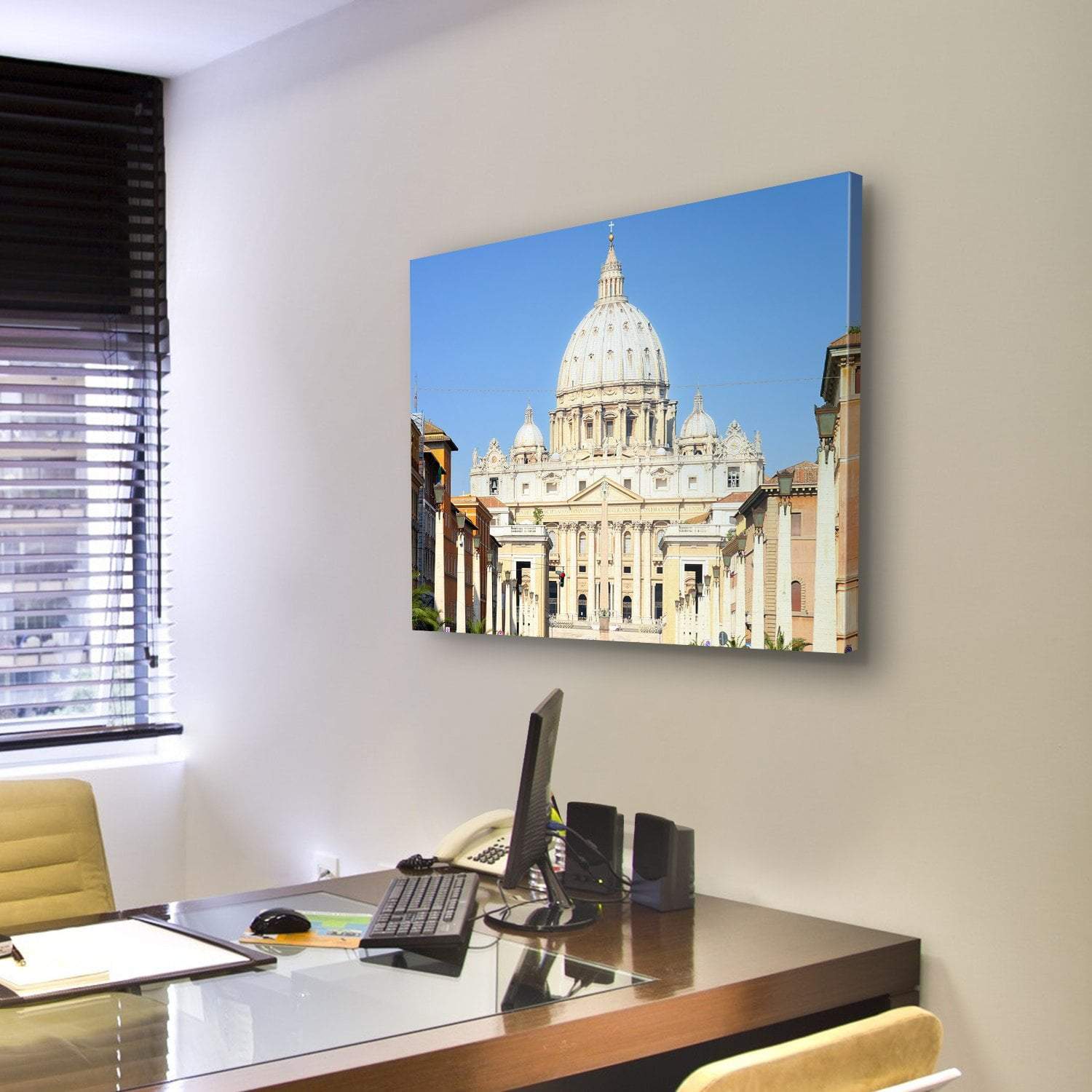 Basilica Di San Pietro Canvas Wall Art-3 Horizontal-Gallery Wrap-25" x 16"-Tiaracle