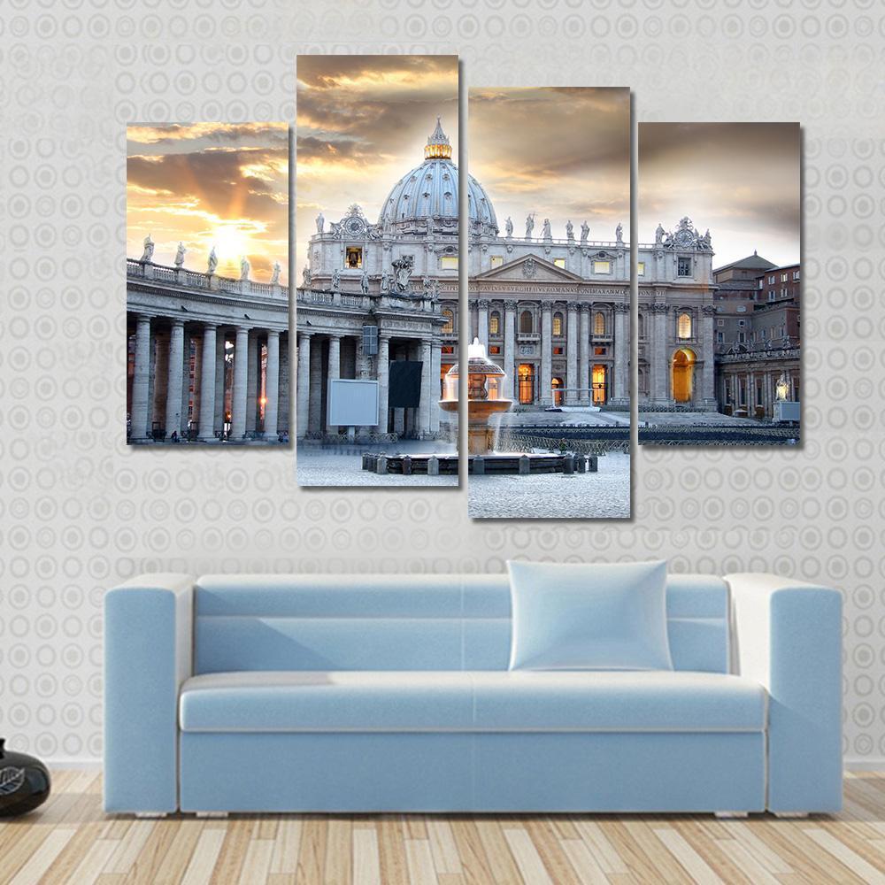 Basilica di San Pietro Italy Canvas Wall Art-4 Pop-Gallery Wrap-50" x 32"-Tiaracle