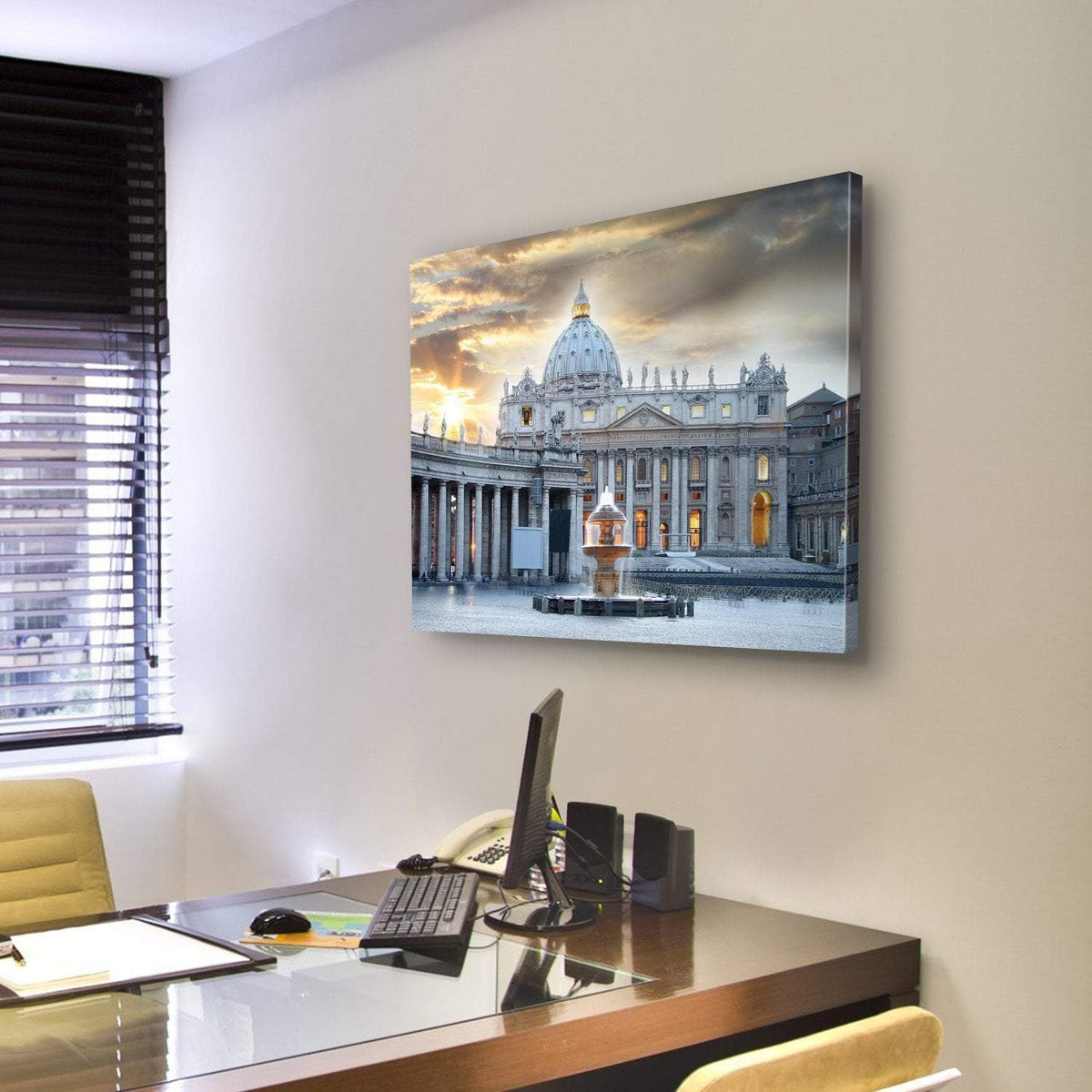 Basilica di San Pietro Italy Canvas Wall Art-3 Horizontal-Gallery Wrap-25" x 16"-Tiaracle