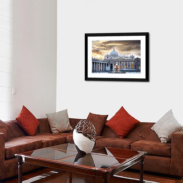 Basilica di San Pietro Italy Vertical Canvas Wall Art-3 Vertical-Gallery Wrap-12" x 25"-Tiaracle