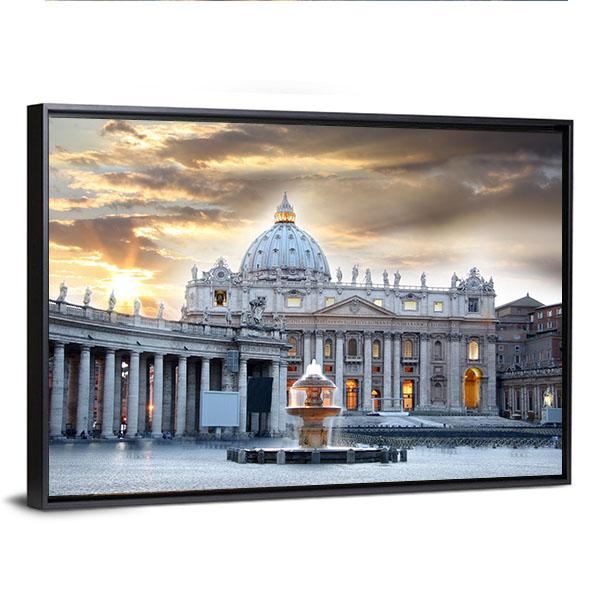 Basilica di San Pietro Italy Vertical Canvas Wall Art-3 Vertical-Gallery Wrap-12" x 25"-Tiaracle