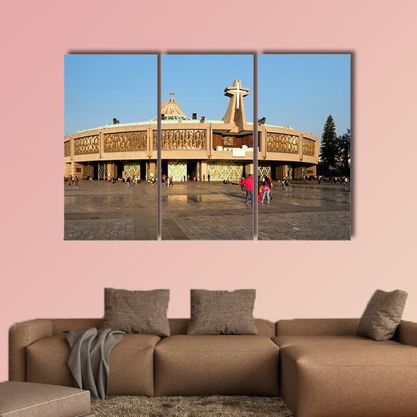 Basilica Of Our Lady Of Guadalupe Canvas Wall Art-3 Horizontal-Gallery Wrap-25" x 16"-Tiaracle