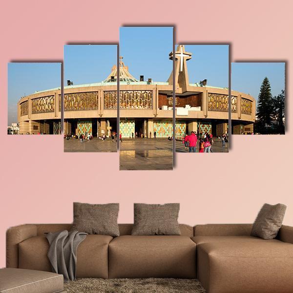 Basilica Of Our Lady Of Guadalupe Canvas Wall Art-5 Star-Gallery Wrap-62" x 32"-Tiaracle